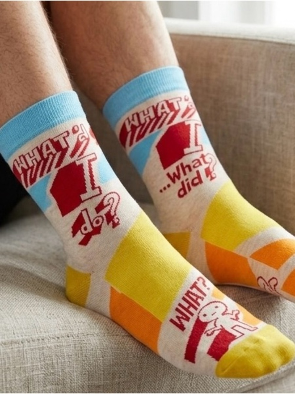 Blue Q Graphic Socks - Yellow, Orange, Red